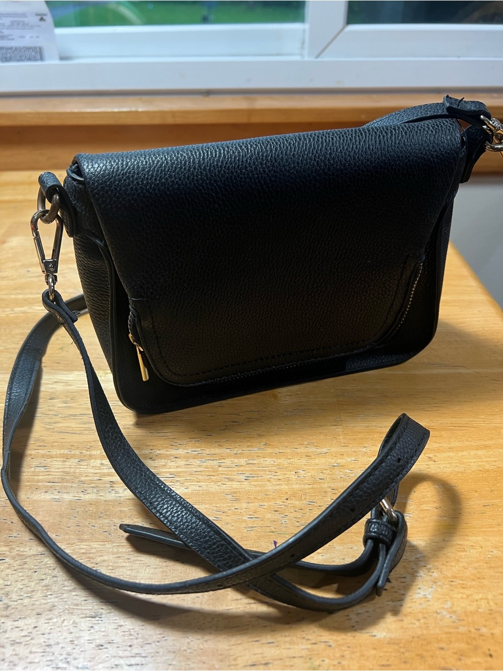 Target Black Leather Crossbody Bag - Gold Hardware